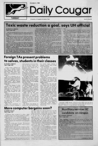 The Daily Cougar. Vol. 51, No. 20, October 2, 1984.