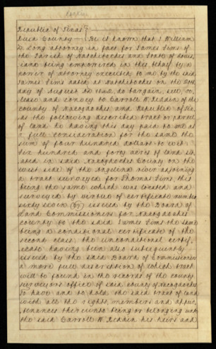 Transfer of land from James Sims to Carroll W. Reddin