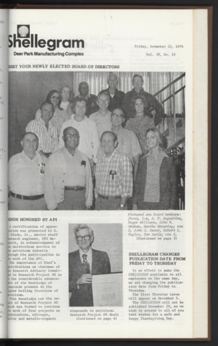 Shellegram, Vol. 39, No. 45, November 22, 1974
