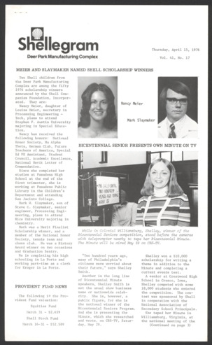 Shellegram, Vol. 41, No. 17, April 15, 1976