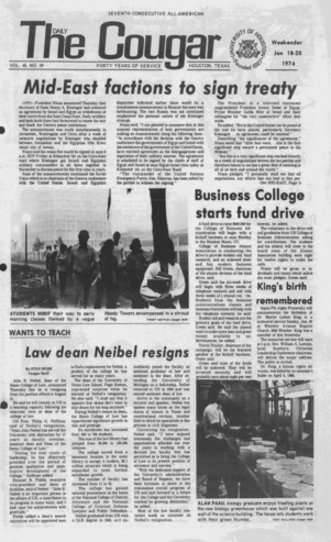 The Daily Cougar. Vol. 40, No. 59, January 18 - 20, 1974.