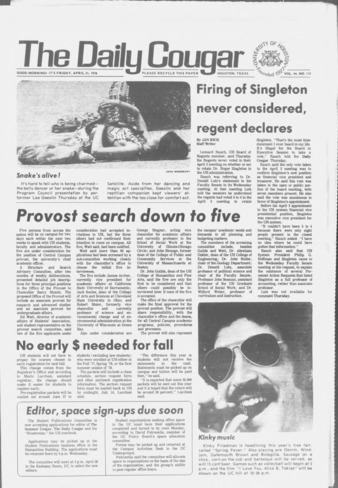 The Daily Cougar. Vol. 44, No. 113, April 21, 1978.