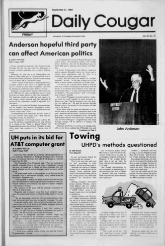 The Daily Cougar. Vol. 51, No. 15, September 21, 1984.