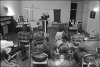 Grand Dragon speaking to audience at the Ku Klux Klan Information Center