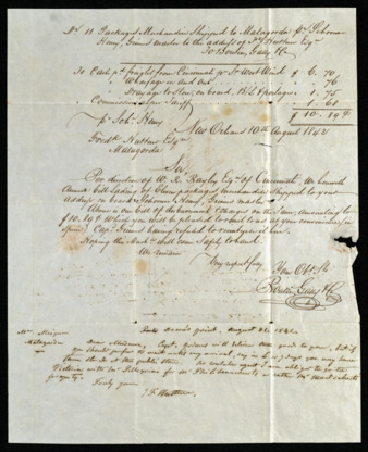 Bill for merchandise shipped to Frederick Huttner