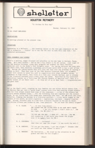 Shelletter, No. 84, February 25, 1963