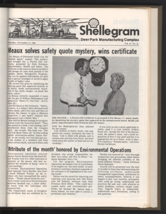 Shellegram, Vol. 47, No. 45, November 11, 1982