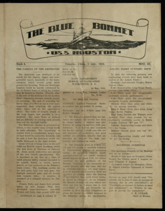 The Blue Bonnet, Mark 3, MOD. 3, July 1, 1933