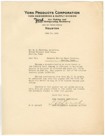 Letter from S. R. Leach to M. J. Sullivan, 1926 June 24