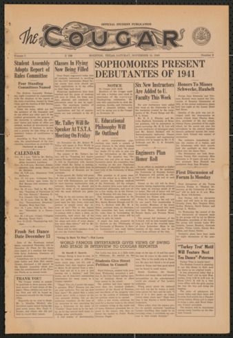 The Cougar, Vol. 7, No. 9, November 16, 1940