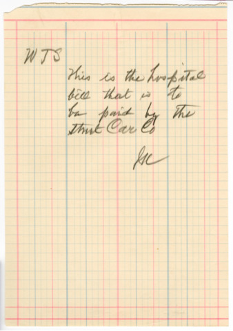 Handwritten note from J. S. C. to W. T. S.