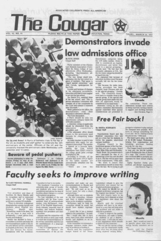 The Daily Cougar. Vol. [43], No. 93, March 24, 1977.
