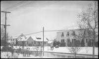 Houses covered in snow
