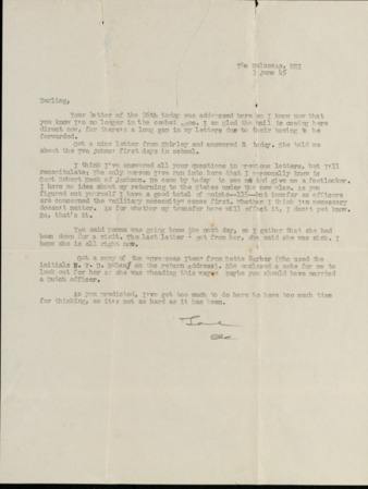 Letter from Capt. O. C. McDavid to Inez McDavid, 1945 June 3