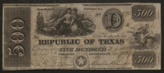 Republic of Texas, Monetary bill for $500