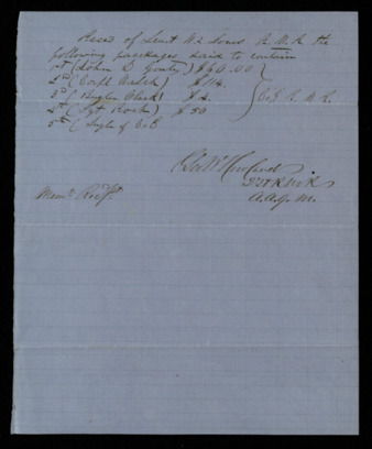 Receipt for commissary supplies delivered to Fort Ewell