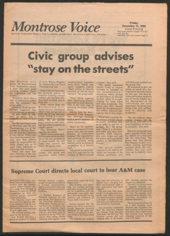 Montrose Voice, No. 7, December 12, 1980