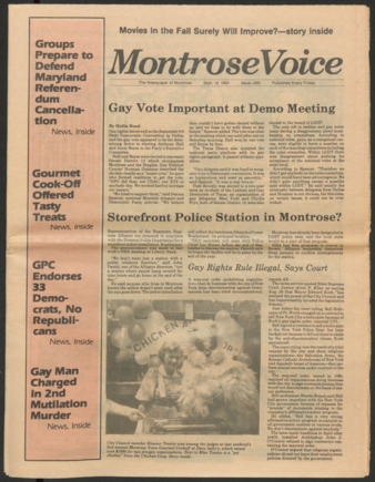 Montrose Voice, No. 203, September 14, 1984