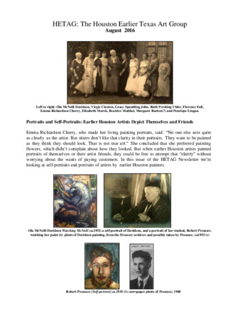 HETAG: The Houston Earlier Texas Art Group Newsletter, No. 6, August 2016