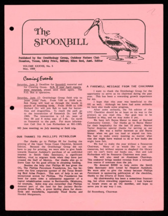 The Spoonbill, Vol. 38, No. 5, May 1989