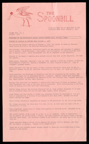 The Spoonbill, Vol. 19, No. 6, October 1970