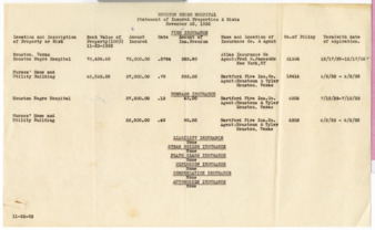 Statement of insured properties and risks of the Houston Negro Hospital