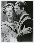 Actress and actor in costumes