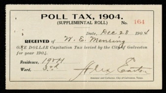 Poll tax receipt for W.E. Mensing