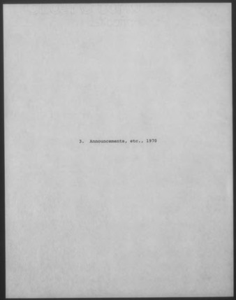 Mary Myart Malott Announcements, Clippings, Catalogues, 1970