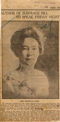 Mrs. Hortense Ward, Author of Suffrage Bill to Speak Friday Night