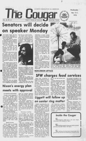 The Daily Cougar. Vol. 40, No. 40, November 9 - 11, 1973.