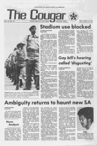 The Daily Cougar. Vol. [43], No. 102, April 15, 1977.