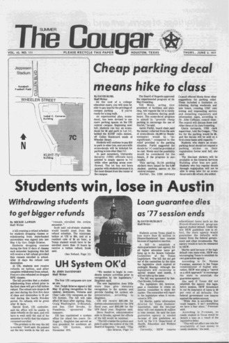 The Summer Cougar. Vol. [43], No. 111, June 2, 1977.