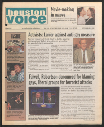 Houston Voice, No. 1091, September 21, 2001