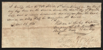 Discharge papers for William H. Steele
