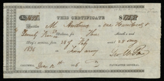 Pay certificate for Micah Andrews