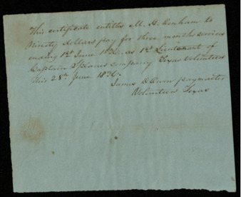 Pay certificate for M. H. Denham