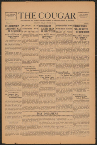 The Cougar, Vol. 1, No. 3, October 26, 1934