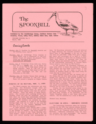 The Spoonbill, Vol. 38, No. 3, March 1989
