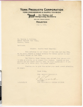 Letter from S. R. Leach to Maurice J. Sullivan, 1926 July 6