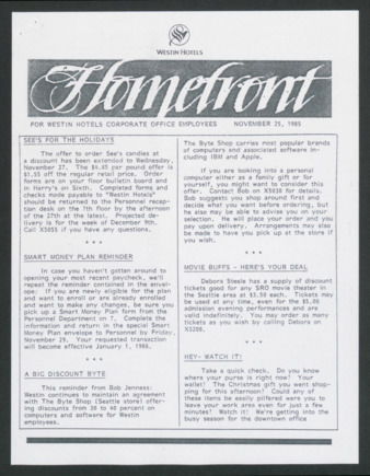 Homefront, November 25, 1985