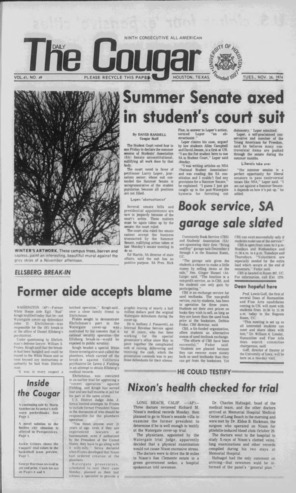 The Daily Cougar. Vol. 41, No. 49, November 26, 1974.