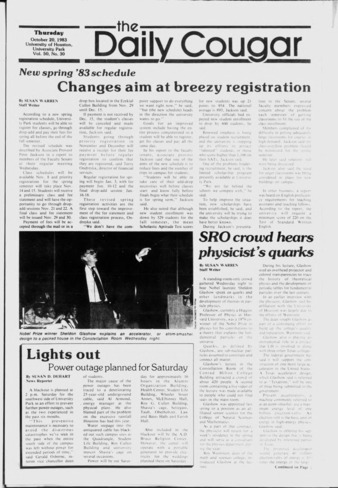 The Daily Cougar. Vol. 50, No. 30, October 20, 1983.