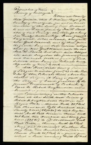 Transfer of 640 acres of land in Colorado County to Ira R. Lewis