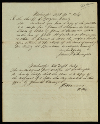 Letter to the sheriff of Gonzales County