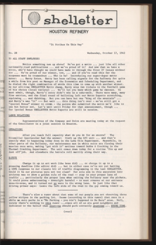 Shelletter, No. 28, October 17, 1962