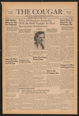 The Cougar, Vol. 5, No. 2, October 7, 1938