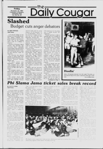 The Daily Cougar. Vol. 50, No. 47, November 18, 1983.