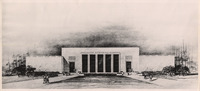 Architectural drawing of the original M.D. Anderson Library building