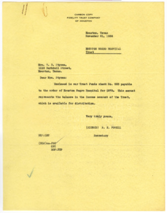 Letter from R. E. Powell to Mrs. W. R. Styron, 1936 November 21